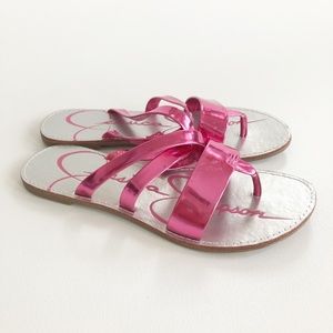 Jessica Simpson Nora III Sandal Flip Flops Strappy Metallic Pink Sz 3M Worn Once